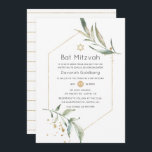 Geometrisk Bat mitzvah i Grey och Guld Glitter Inbjudningar<br><div class="desc">Bat mitzvah inbjudan till blommigt med vattenfärg i pastellskuggor med guld-geometriskt ram-anpassade till dina händelsespecifikationer.</div>