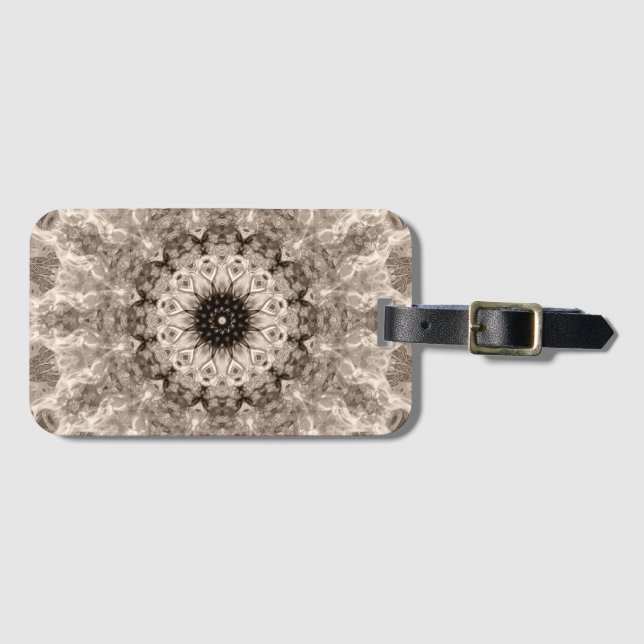geometrisk, beige, brun, mandala bagagebricka (Framsida horisontal)