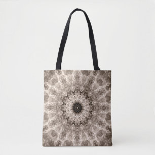 geometrisk, beige, brun, mandala tygkasse