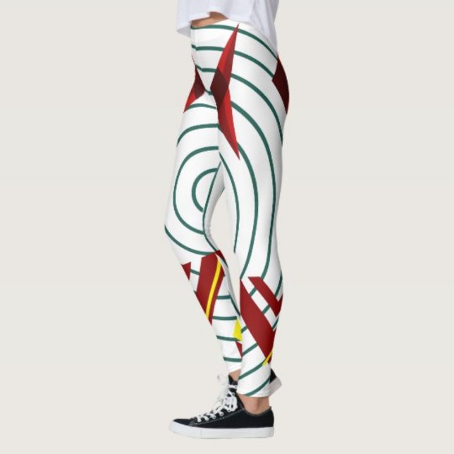 Geometrisk benägenhet för abstrakt - Aktiverade Tr Leggings (Step into bold style with these abstract art leggings, designed for comfort and creativity.)