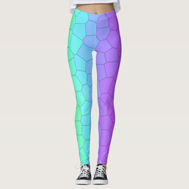 Geometrisk benägenhet för Bright Rainbow Leggings (Framsida)