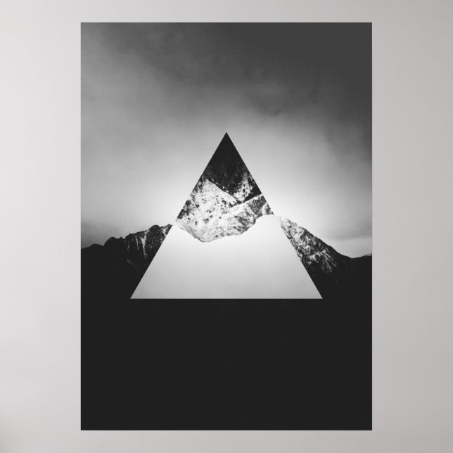 Geometrisk berg spiegelbild i triangel poster (Framsidan)