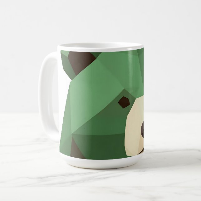 Geometrisk björnhuvud i låg poly kaffemugg (Framsida vänster)