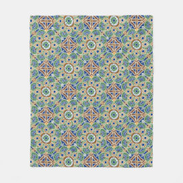 geometrisk blå grönt och brunt Fleece Blanket