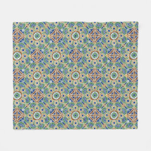 geometrisk blå grönt och brunt Fleece Blanket