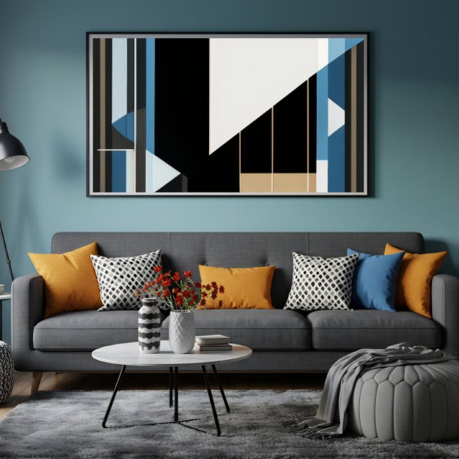Geometrisk blå och guld poster (Skapare uppladdad)