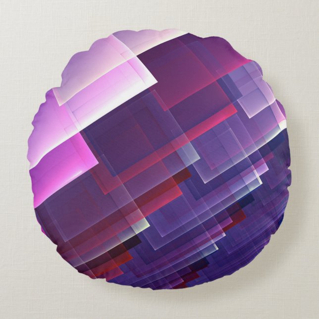 Geometrisk blå rund kudde (Framsidan)