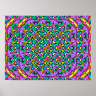 Geometrisk blomkalejdoskop poster