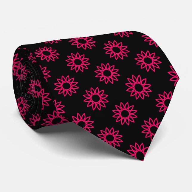Geometrisk blomma 01 - Neon Red on Black Slips (Rullad)