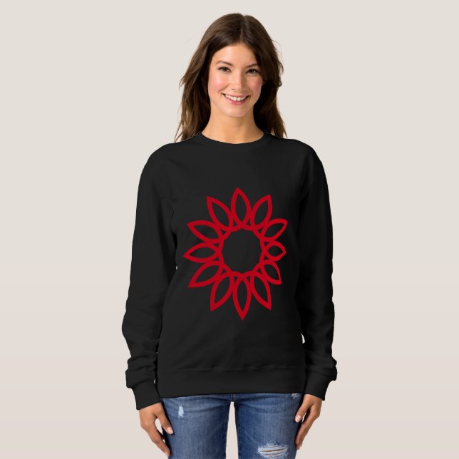 Geometrisk blomma 01 - Röd T Shirt (Hel framsida)