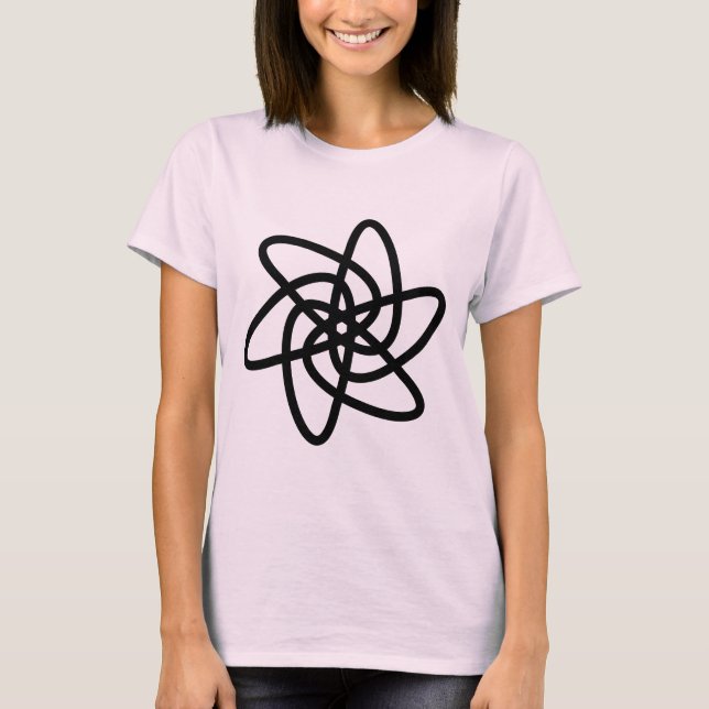 Geometrisk blomma 05 - svart t shirt (Framsida)