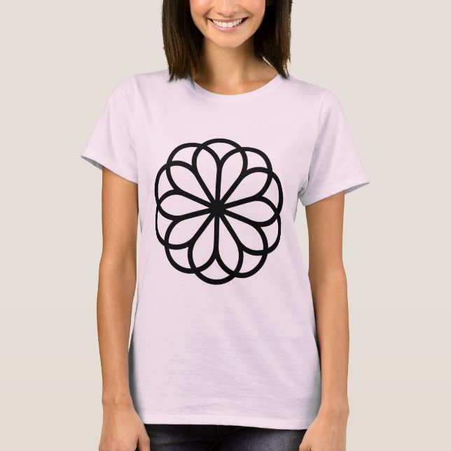 Geometrisk blomma 06 - svart t shirt (Framsida)