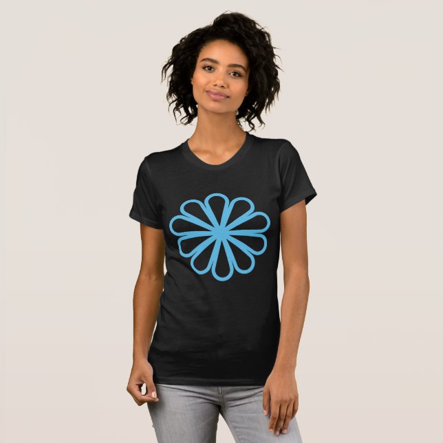 Geometrisk blomma 07 - Himlar Blue T Shirt (Hel framsida)
