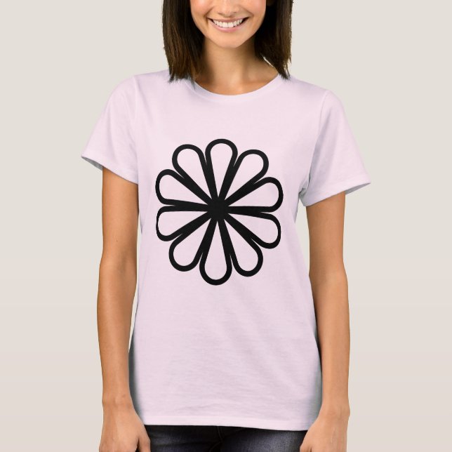 Geometrisk blomma 07 - svart t shirt (Framsida)