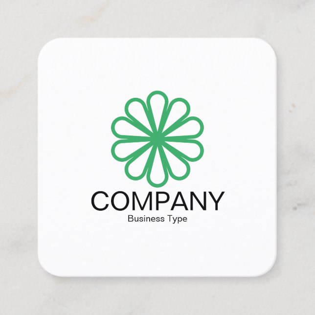 Geometrisk blomma 07 - Vit Fyrkantigt Visitkort (Framsida)
