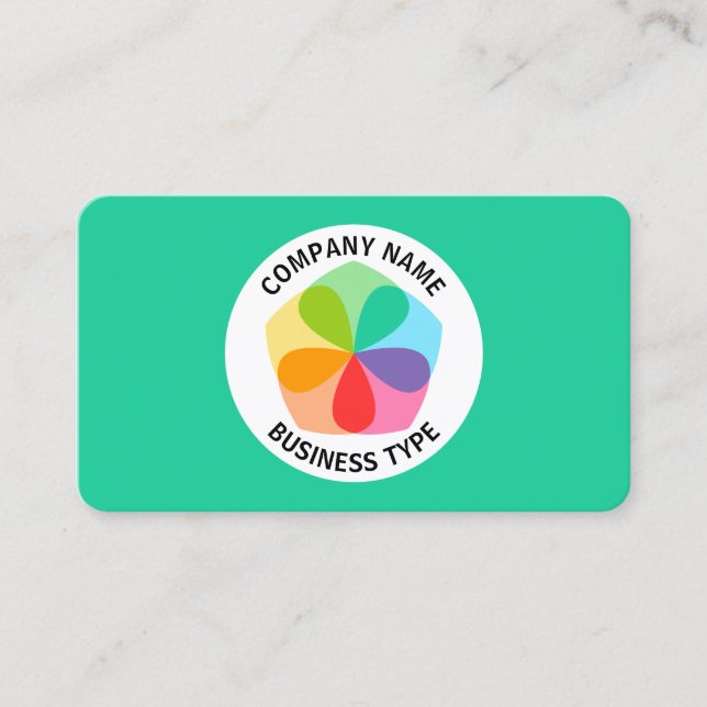 Geometrisk blomma - Grönt #19CD99 Visitkort (Framsida)