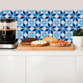 Geometrisk blomma i blå nyanser kakelplatta
