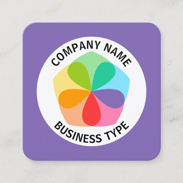 Geometrisk blomma - Lila #7F66B2 Fyrkantigt Visitkort (Framsida)