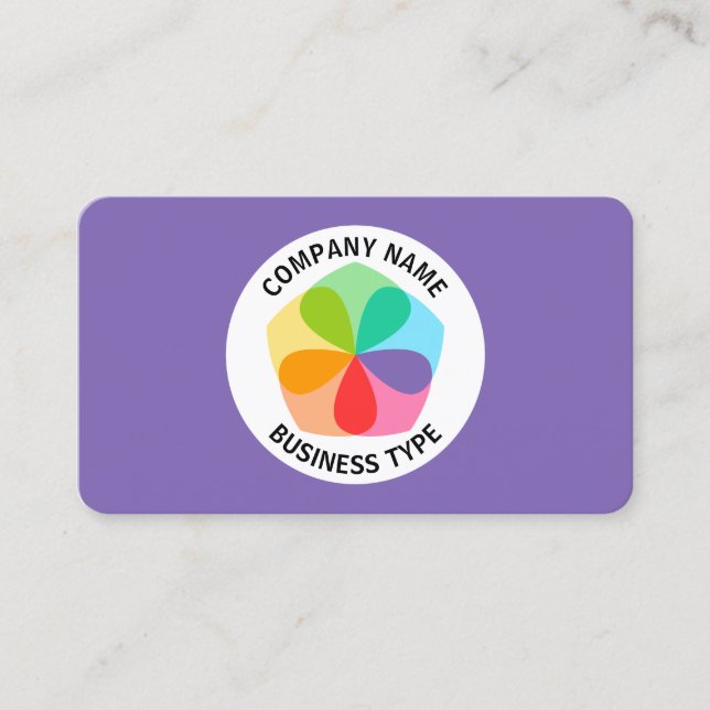 Geometrisk blomma - Lila #7F66B2 Visitkort (Framsida)