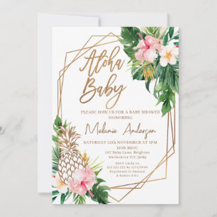 Geometrisk Blommigt Aloha Baby Baby Shower Inbjudningar