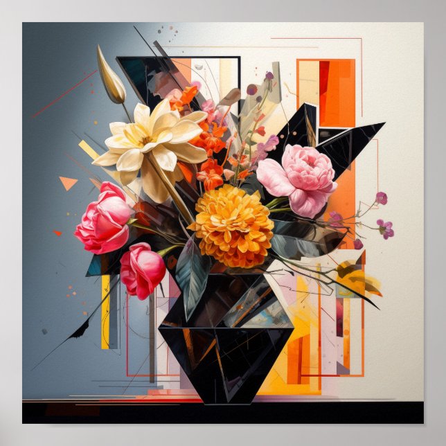 Geometrisk Blommigt Art Poster (Framsidan)