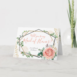 Geometrisk Blommigt blir mitt Maid of honor-kort Inbjudan