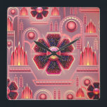 Geometrisk blommigt för Art deco-blomman mönster-v Fyrkantig Klocka<br><div class="desc">Art deco blommigt vintage mönster med blommor och geometrisk metalldesign 1920. I färg av rosa,  guld,  orange och silver.</div>