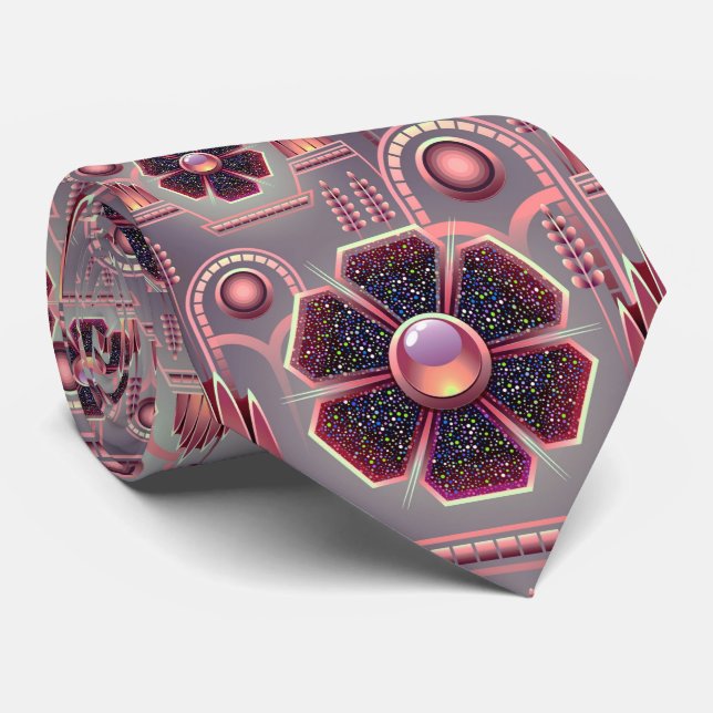 Geometrisk blommigt för Art deco-blomman mönster-v Slips (Rullad)
