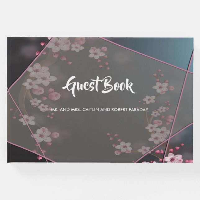 Geometrisk Blommigt för Blommar av körsbär Gästböcker (Framsida)