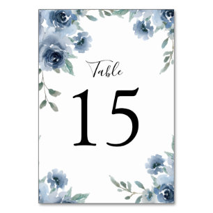 Geometrisk Blommigt för Dusty Blue Slate Greenery Bordsnummer