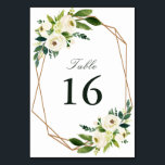 Geometrisk blommigt för elfenbensvit vattenfärg br bordsnummer<br><div class="desc">En underbar geometrisk blommigt ram med vattenfärgade elfenbensvita blommor. Texten och färg på detta kort kan vara personlig.</div>