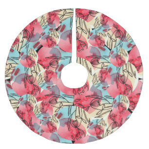 Geometrisk Blommigt för kall Warm Watercolor- Julgransmatta Borstad Polyester