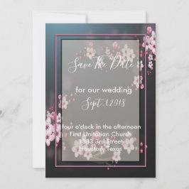 Geometrisk Blommigt för körsbärssystemet sparar Bl Inbjudningar