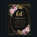 Geometrisk blommigt för lila 60-årsinbjudan inbjudningar<br><div class="desc">En underbar geometrisk tematdesign för blommigten med vacker vattenfärgblomma från lila höst. Texten och färg kan vara personlig.</div>