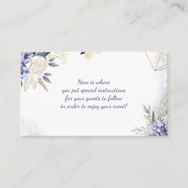 Geometrisk Blommigt för vattenfärgen vit ros Blue  Tilläggskort (Framsida)