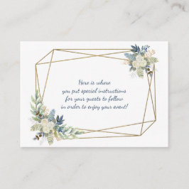 Geometrisk Blommigt för Vit ros Blue Tilläggskort