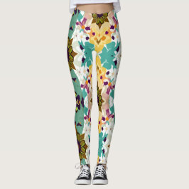 Geometrisk Blommigt Kaleidoscope Seamless Mönster Leggings