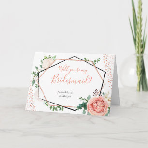 Geometrisk Blommigt Kommer du att bli mitt Bridesm Inbjudan