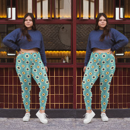 Geometrisk blommigt leggings