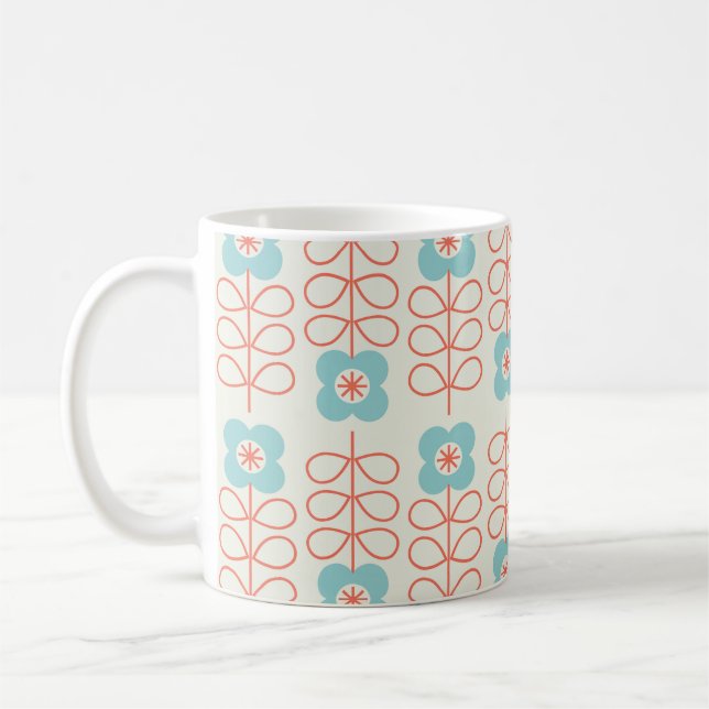 Geometrisk blommigt sömlös mönster. Nordiska stil. Kaffemugg (Vänster)