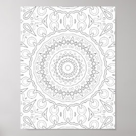 Geometrisk blomster-mandalafärgningdesign poster