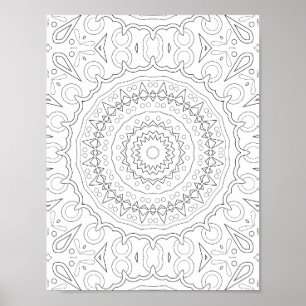 Geometrisk blomster-mandalafärgningdesign poster