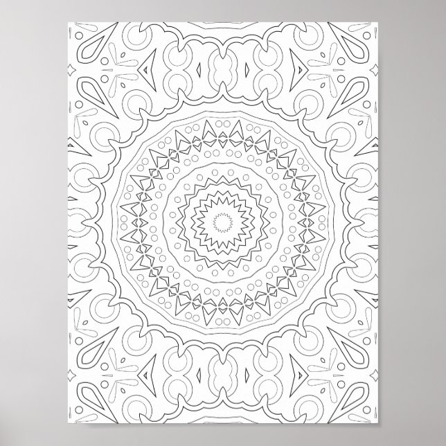 Geometrisk blomster-mandalafärgningdesign poster (Framsidan)
