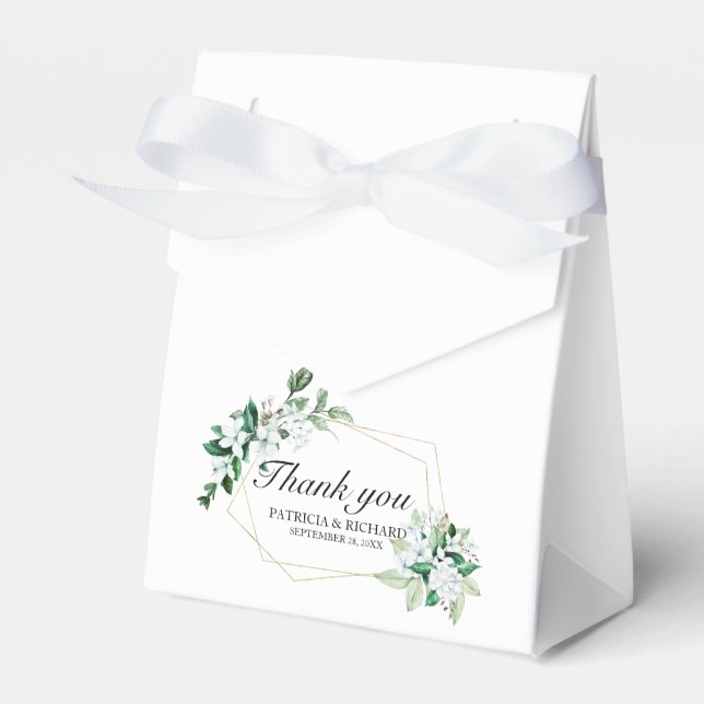 Geometrisk blomstergrönska Bröllop Presentaskar (Framsidan Sidan)