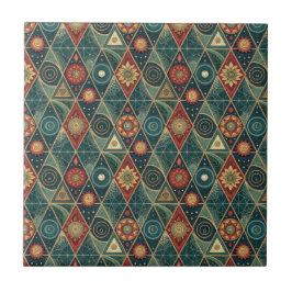 Geometrisk Boho Mandala Triangel Design Mönster Ko Kakelplatta