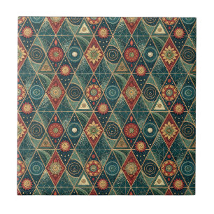Geometrisk Boho Mandala Triangel Design Mönster Ko Kakelplatta