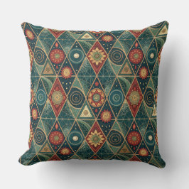 Geometrisk Boho Mandala Triangel Design Mönster Ko Kudde