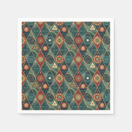 Geometrisk Boho Mandala Triangel Design Mönster Ko Pappersservett