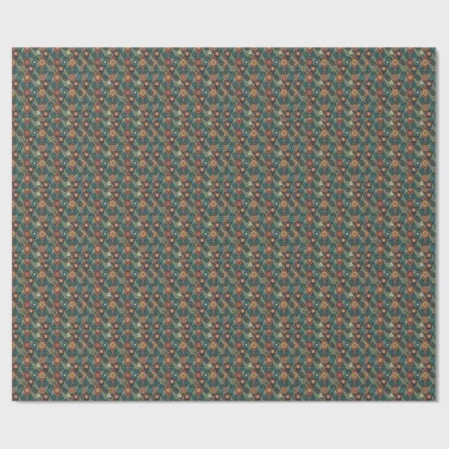 Geometrisk Boho Mandala Triangel Design Mönster Ko Presentpapper (Platt)
