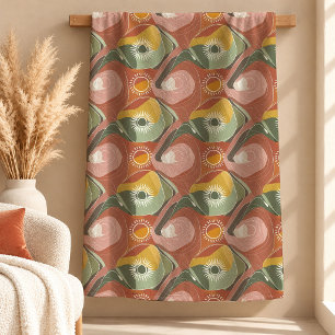 Geometrisk Boho Regnbåge Löv Kastar Täcke Dekor Fleecefilt